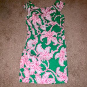 Lilly Pulitzer green and pink lily dress, 4